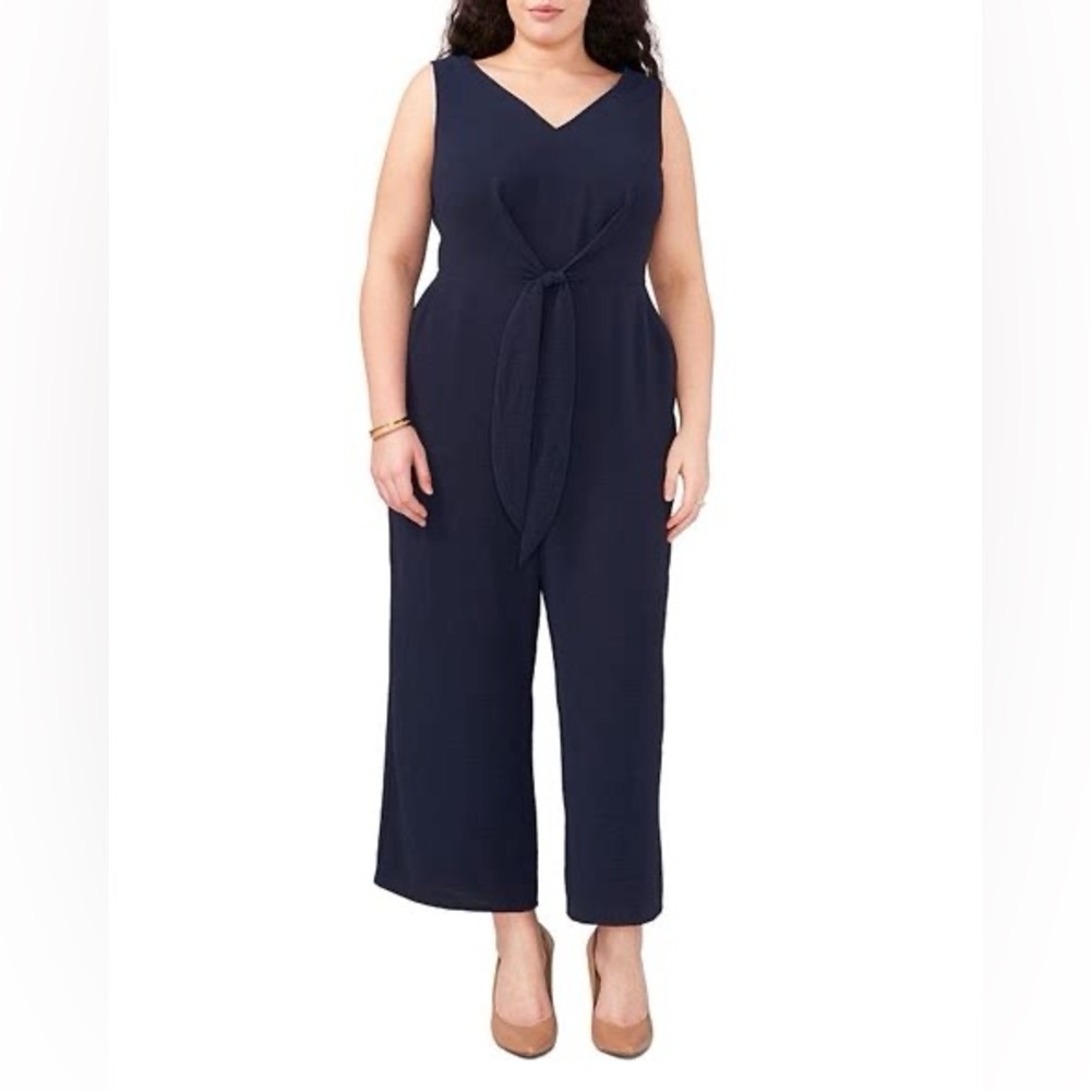 Vince Camuto Plus Size 3X Classic Navy Front Tie Jumpsuit NWT